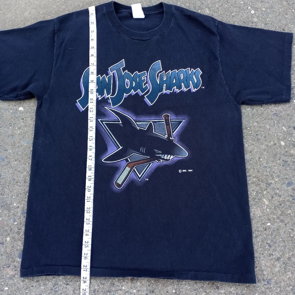 VINTAGE 90s SAN JOSE SHARKS SINGLE STITCH T-SHIRT SIZE LARGE - Picture 6 of 11